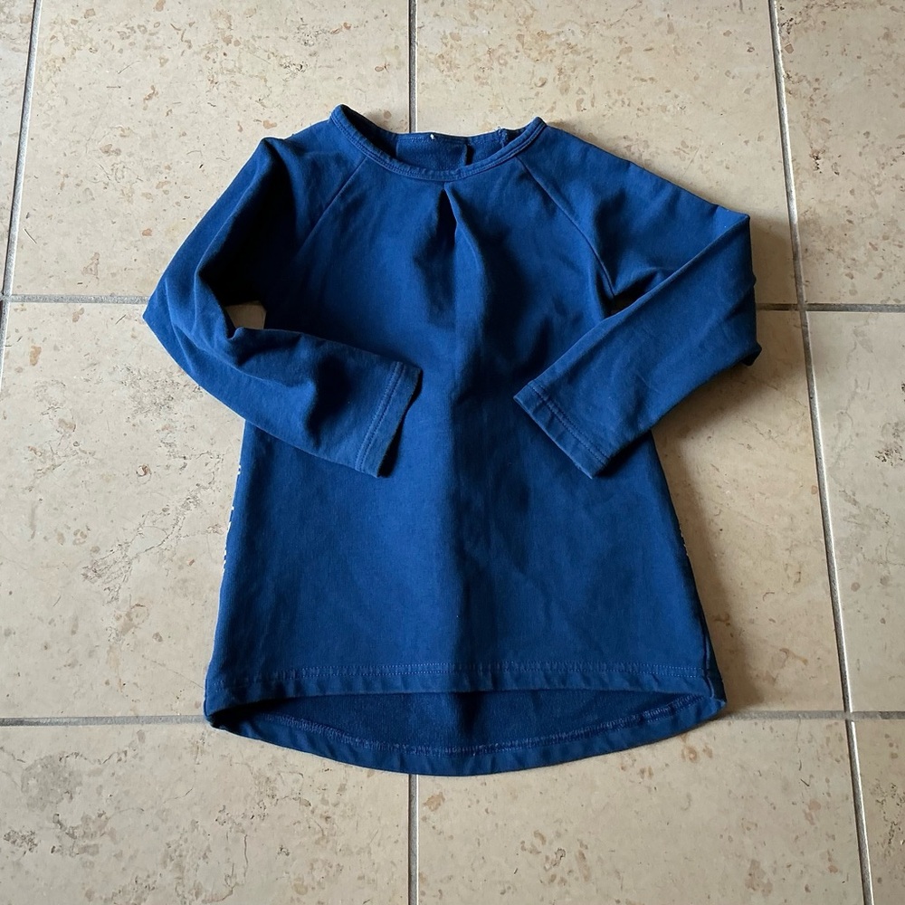 EUC Peekaboo Beans Cozy Kids' Blue Teal Long Sleeve Dress size 4 T